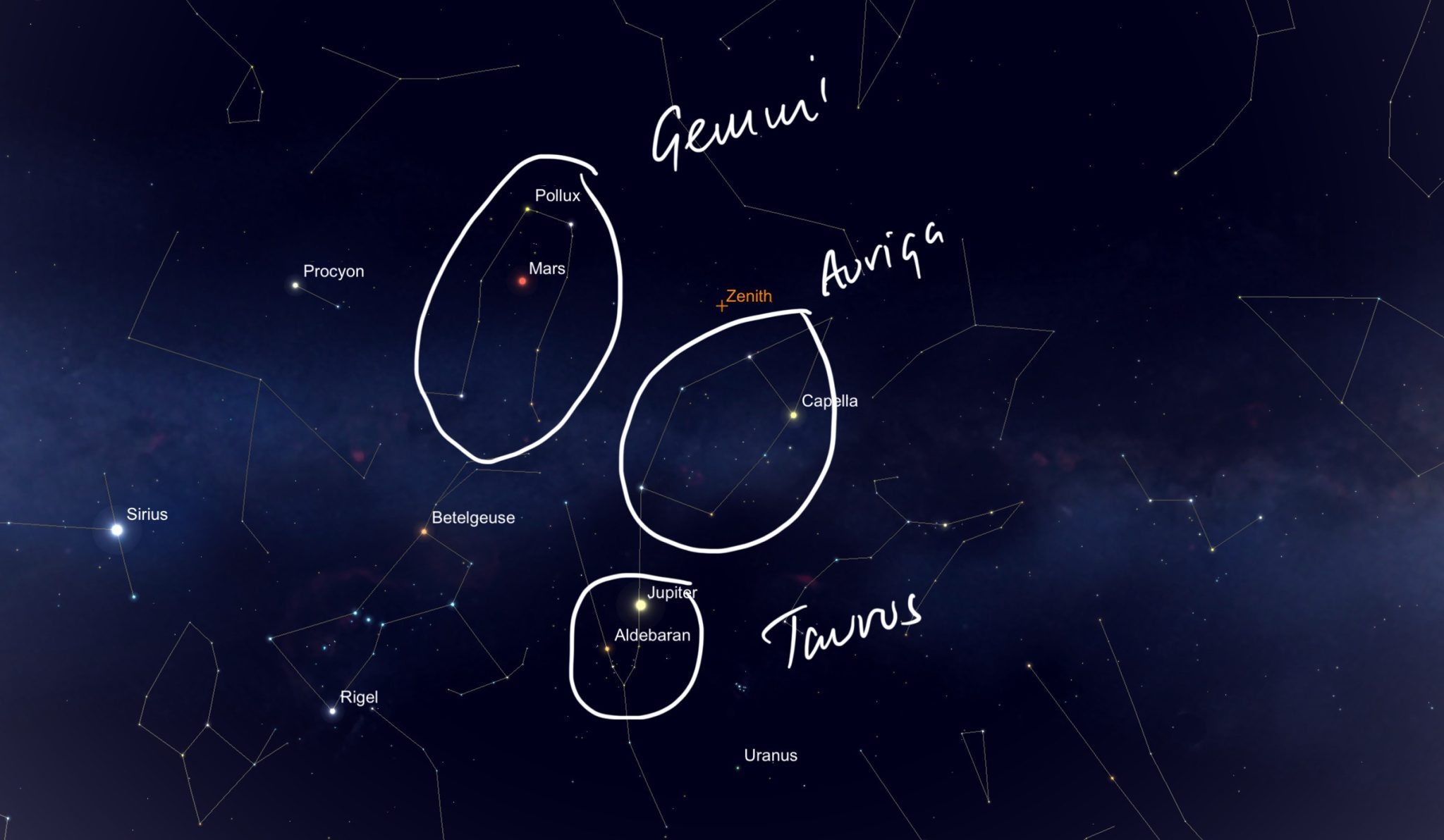 The Constellation of Auriga - Voyaging through clear dark skies